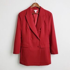 H&M Bold Red Double-Breasted Blazer